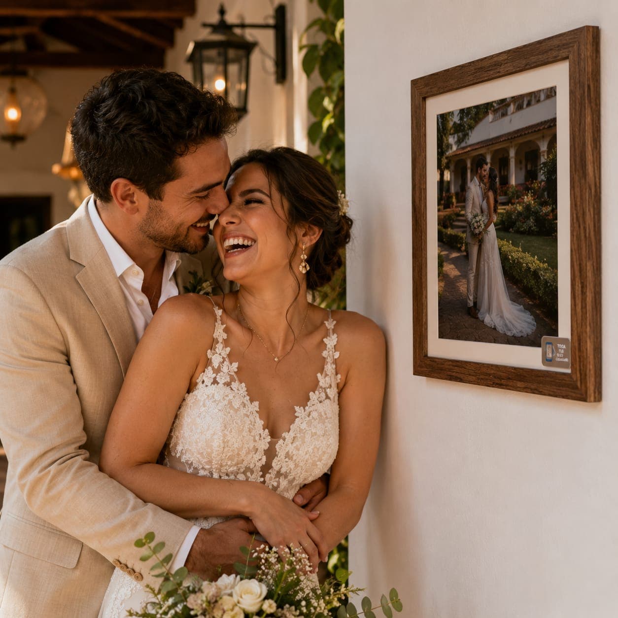 Boda en hacienda colombiana con portarretrato NFC